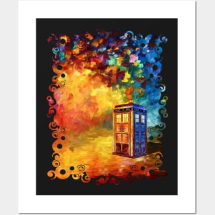 British Police Blue Phone booth At Rainbow City Posters and Art